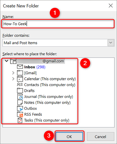 Enter folder details on the "Create New Folder" window.