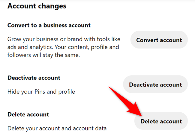 Select "Delete Account" on the