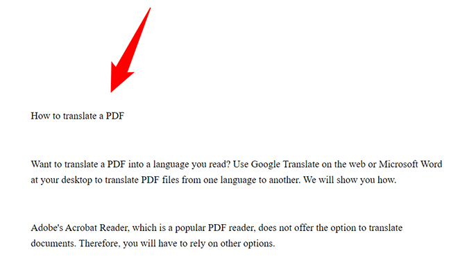 A PDF's translation on Google Translate.