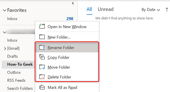 Modify a folder in Outlook on desktop.
