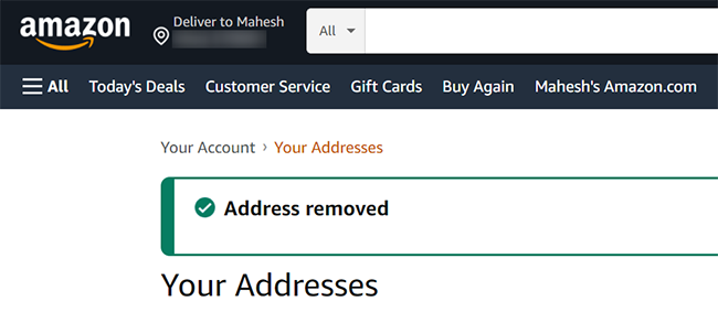 Address deleted on Amazon.
