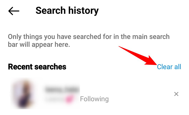 Tap "Clear All" on the "Search History" page.