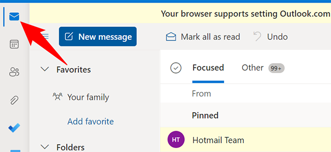 Select "Mail" in Outlook on web.