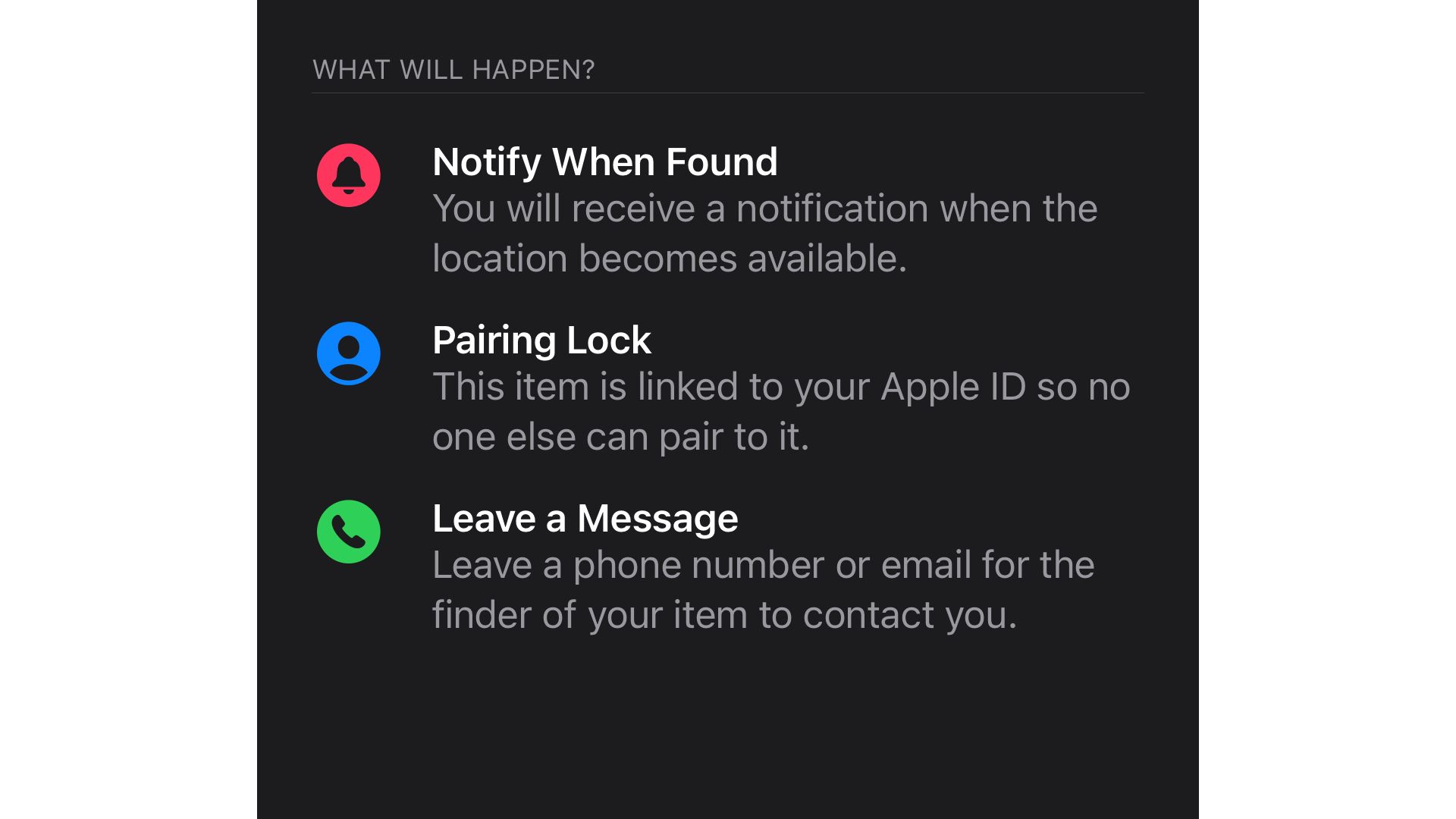 The Lost Mode screen in the Find My app on an iPhone.