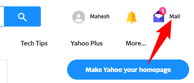 Click "Mail" in Yahoo's top-right corner.