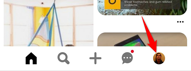 Tap the profile icon in the Pinterest app.