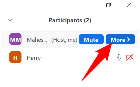 Hover over the user name and select "More."