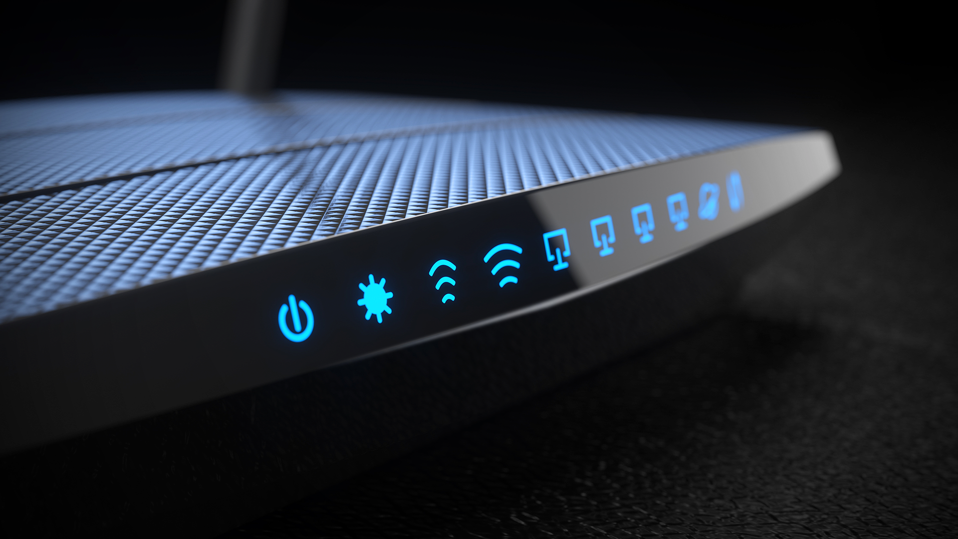 A Wi-Fi router in the dark.