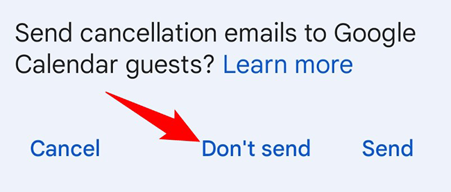 Send an event cancellation email to guests.