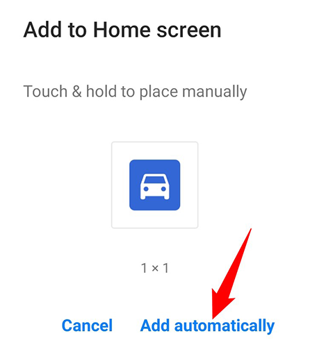 Add the route shortcut to the Android home screen.