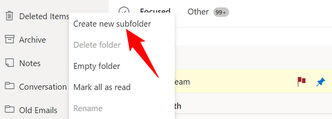 Right-click the parent folder and choose "Create New Subfolder."