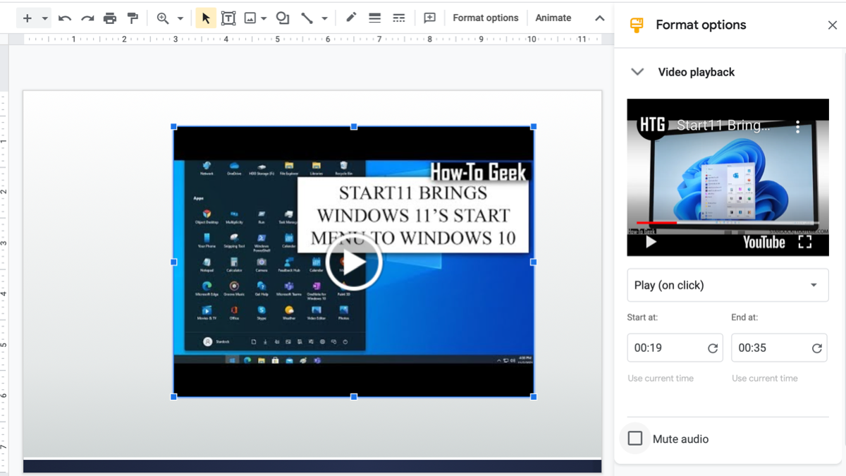 Customize Video Playback in Google Slides