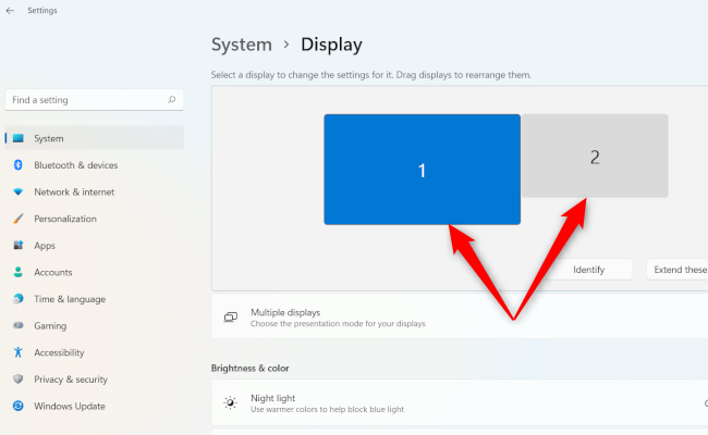 Display icons in Windows 11's Settings app.