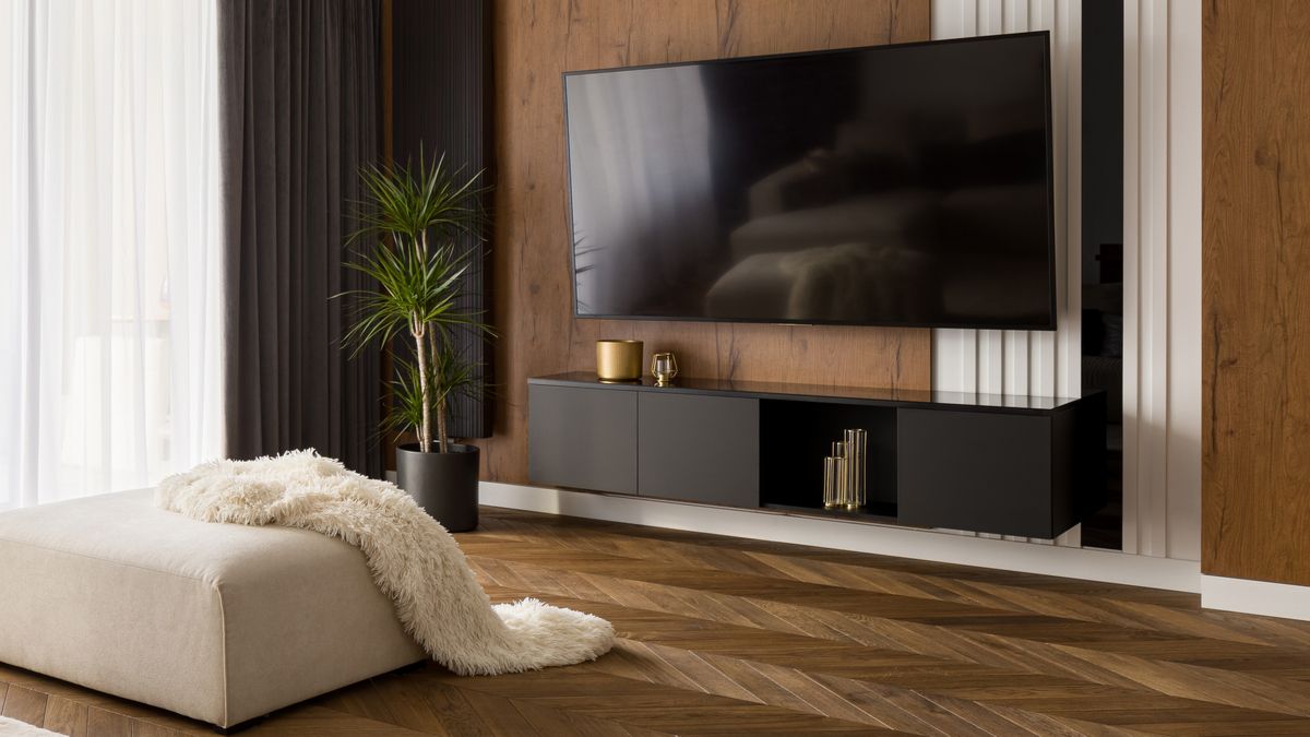 big screen TV in living room