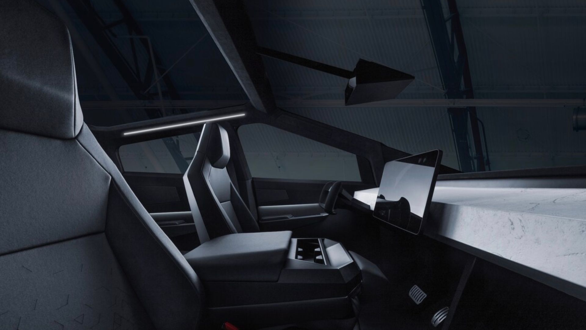 Cybertruck interior and glass roof