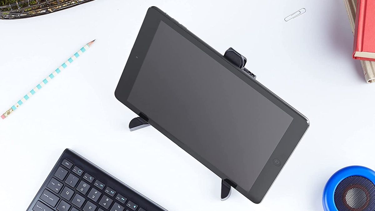Amazon Basics iPad stand on desk