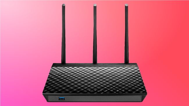 asus router on pink background