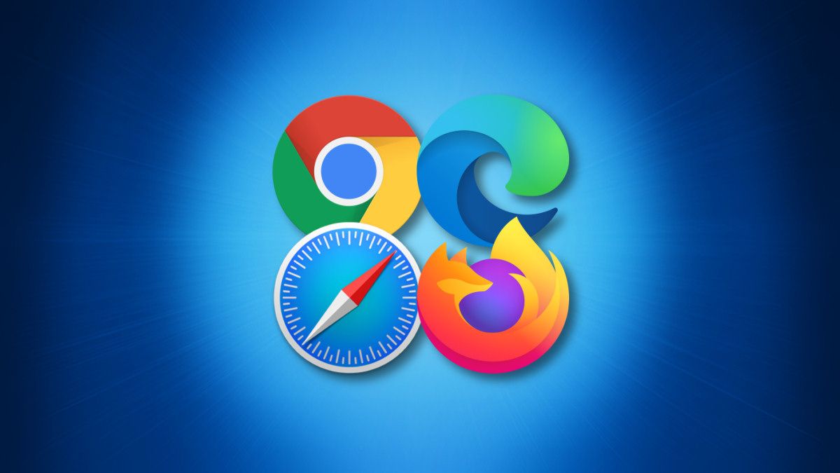 Icons for four major browsers: Chrome, Edge, Safari, and Firefox