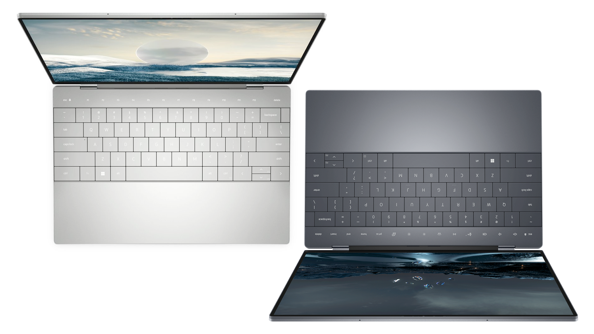 The Dell XPS 13 Plus in black and white colorways