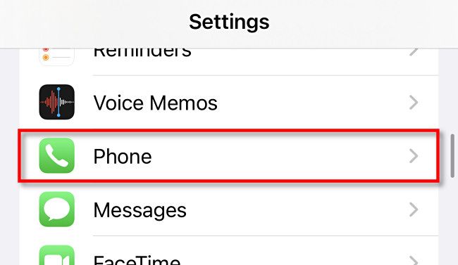 In iPhone Settings, tap "Phone."