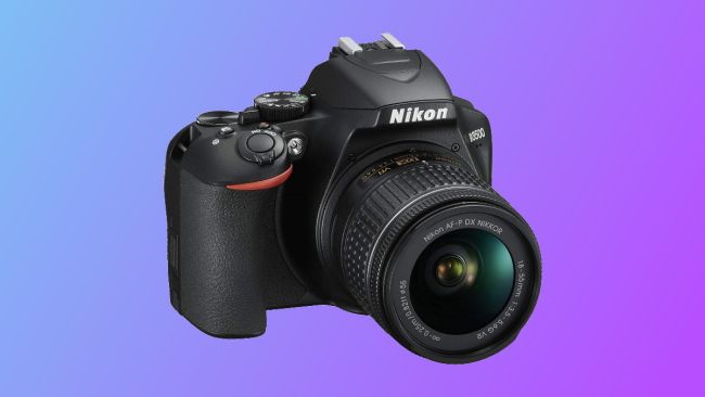 Nikon D3500 on blue and purple background