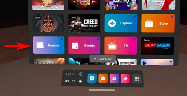 Click "Browser" in your Oculus app library.
