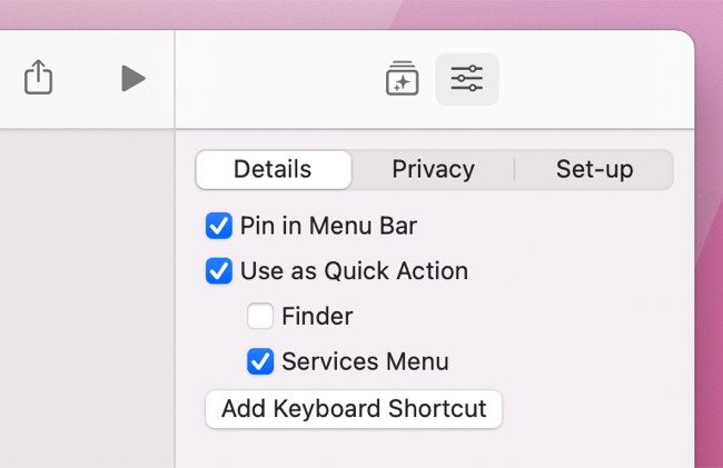 Pin to Menubar macOS Shortcuts