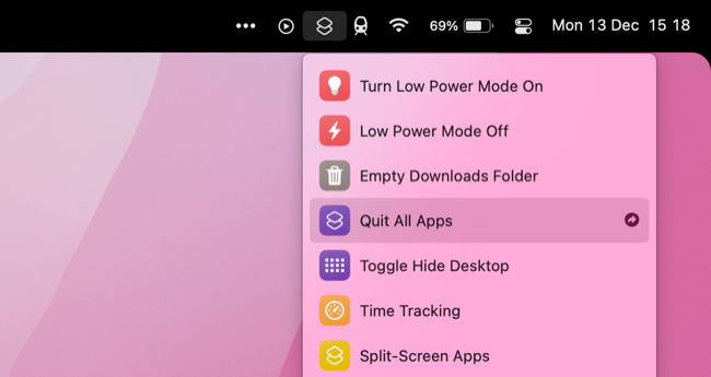 Quit all apps using Shortcuts workflow