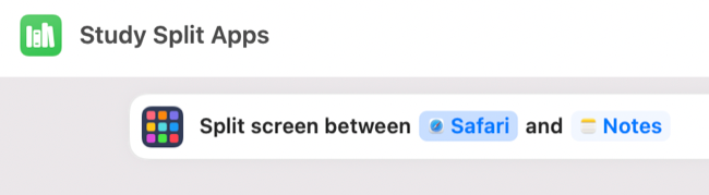 Split screen between two apps in Shortcuts