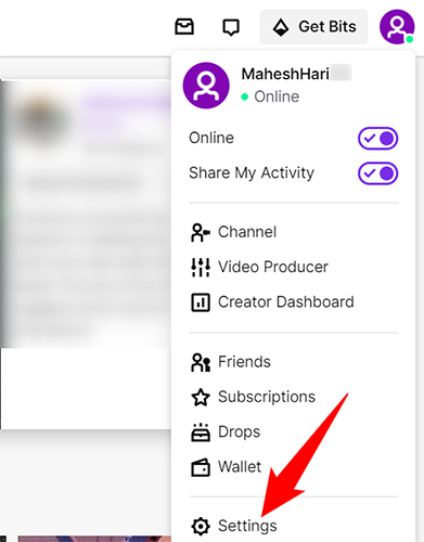 Click the profile icon and select "Settings."