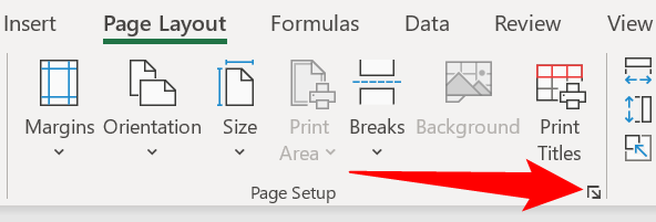 Click the arrow icon in the bottom-right corner of the "Page Setup" section.