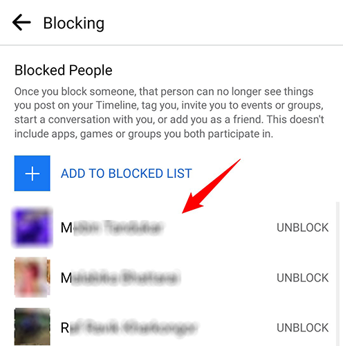 See blocked people on Facebook on mobile.