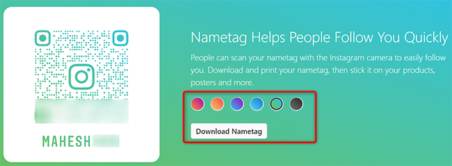 Click "Download Nametag."