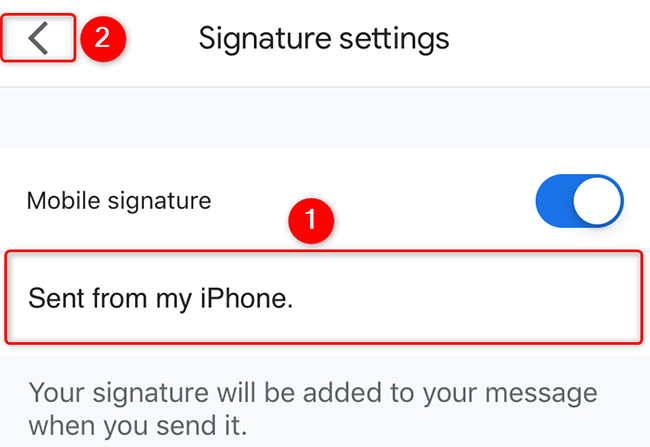 Enter a new email signature.