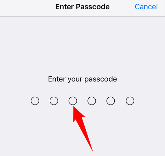 Enter the current iPhone passcode.