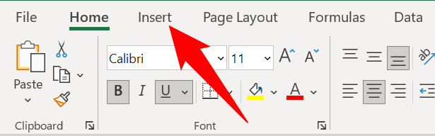 Click Excel's &quot;Insert&quot; tab.