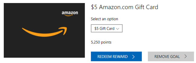 Bing rewards Amazon gift card.