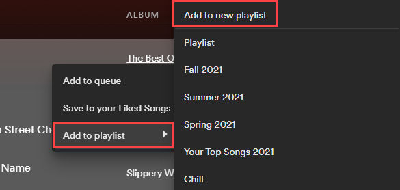 Add songs to new playlist.