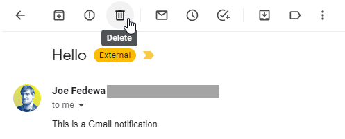 Delete button in Gmail.