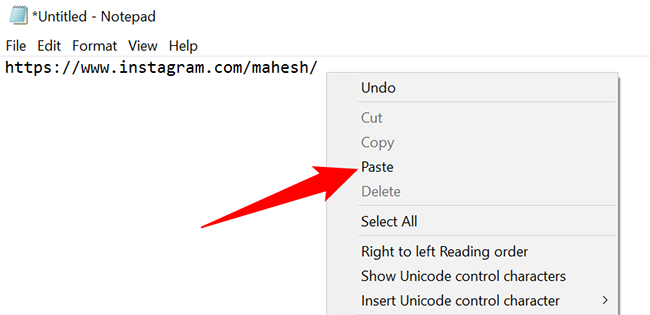 Right-click in a text field and choose "Paste."