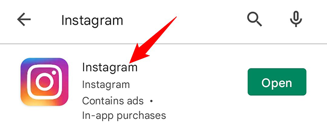 Select Instagram from the search results.