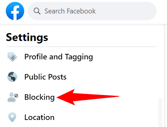 Select "Blocking" from the left sidebar.