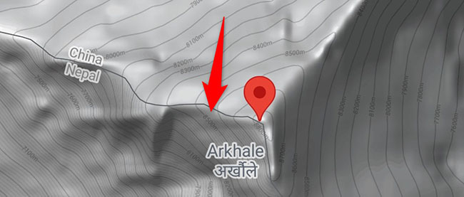Elevation of a place in Google Maps on mobile.