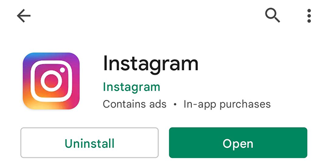 Tap "Update" on the Instagram app page.