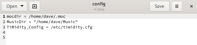 Editing the MOC configuration file