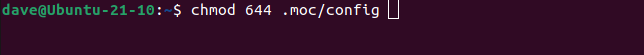 Seting access privileges on the MOC configuration file with chmod