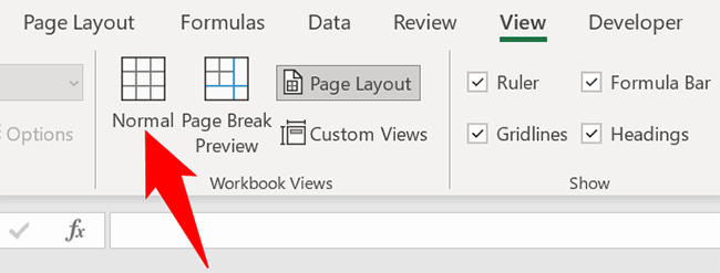 Select View > Normal from Excel's ribbon.