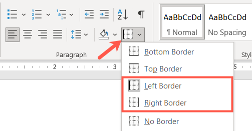 Select Left Border or Right Border