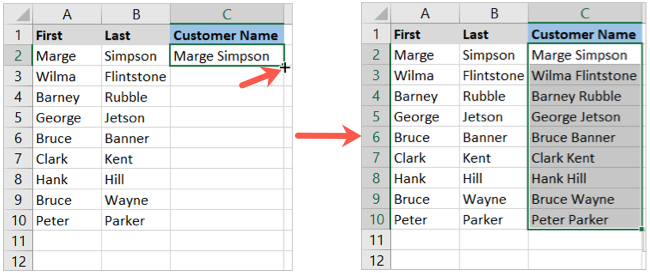 Copied formula by double-clicking the Fill Handle