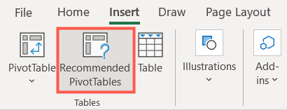 Click Recommended PivotTables